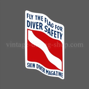 Vintage Skin Diver Magazine -Fly the Flag for Safety- Scuba - decal sticker Aufkleber